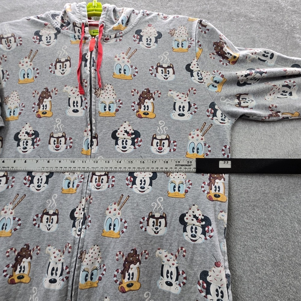 Disney Parks Men Sleepwear XL Gray One‎ Piece Pajamas Mickey Jumpsuit - Picture 8 of 15